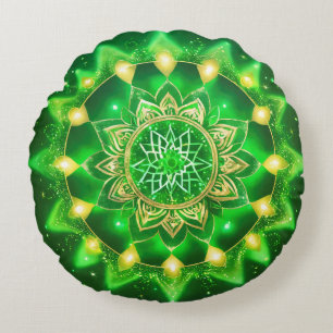 Herz-Chakra-Grün-Mandala-Meditation Rundes Kissen