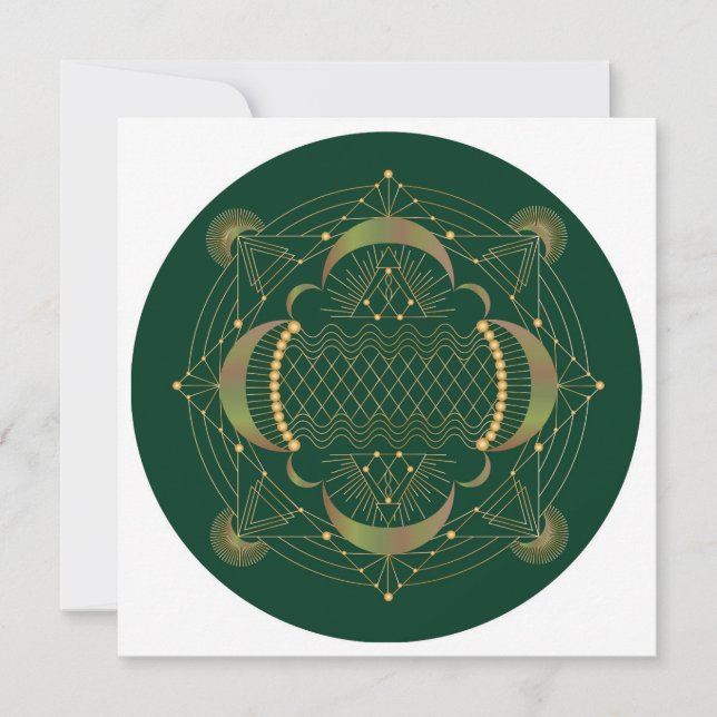 Herz Chakra Shadow Mandala Square Note Card Mitteilungskarte (Vorderseite)