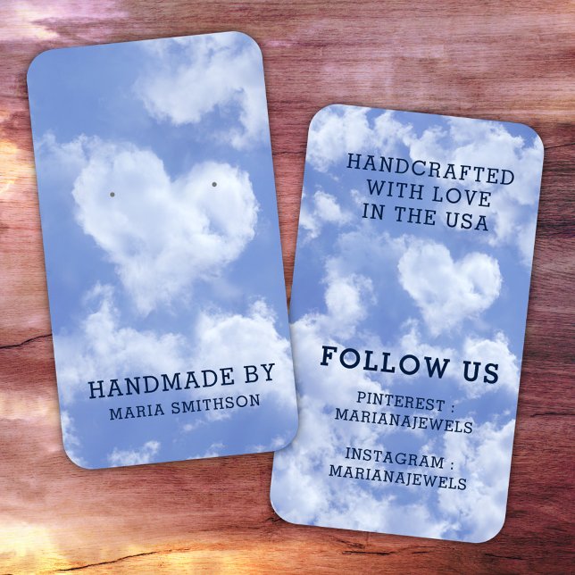 Herz Cloud Romantic Blue Sky Earring Display Card Visitenkarte (Von Creator hochgeladen)