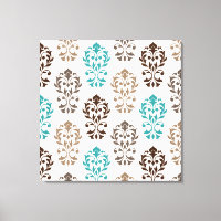 Herz Damask Art Ib Browns Aquamarine Creme