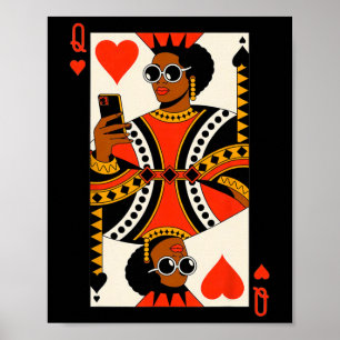 Herz-Dame Karte Schwarze Frau Melanin Stolz Afr Poster