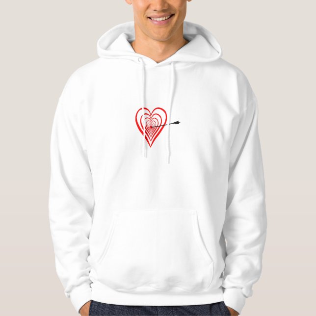 Herz Dartscheibe mit Pfeil Hoodie (Vorderseite)