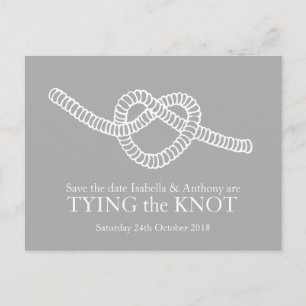 Herz, das den Knoten Save the Date wedding ist Ankündigungspostkarte
