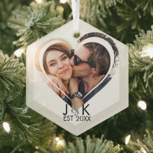 Herz-Dating-Paar-Freundin-Freund-Foto Ornament Aus Glas