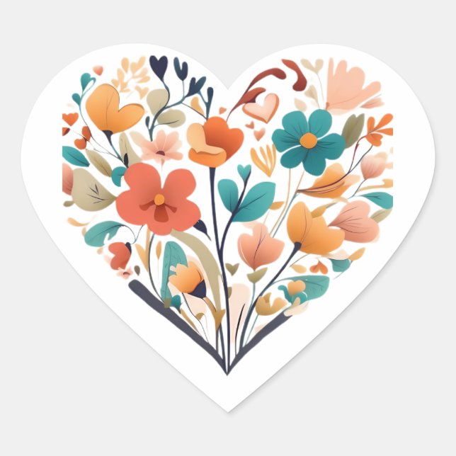 Herz der Blume Herz-Aufkleber (Vorderseite)