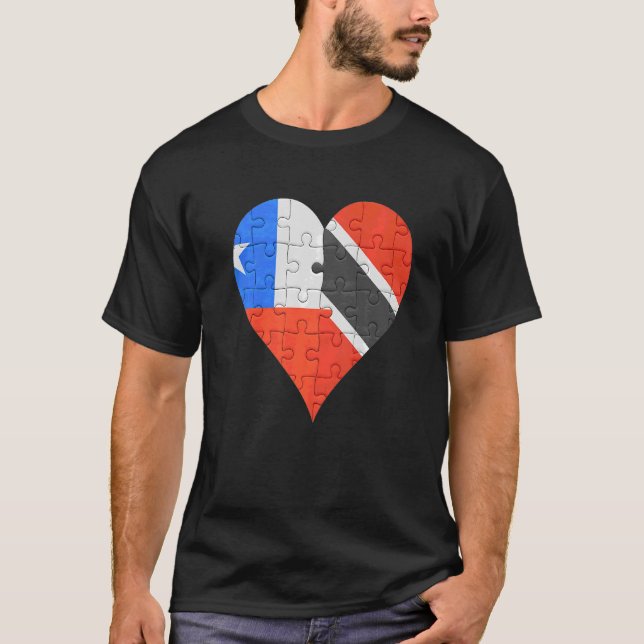 Herz der chilenischen Flagge Trinidadian und Tobag T-Shirt (Vorderseite)