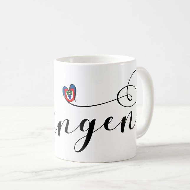 Herz der Flagge Büsingen am Hochrhein Kaffeetasse (VorderseiteRechts)