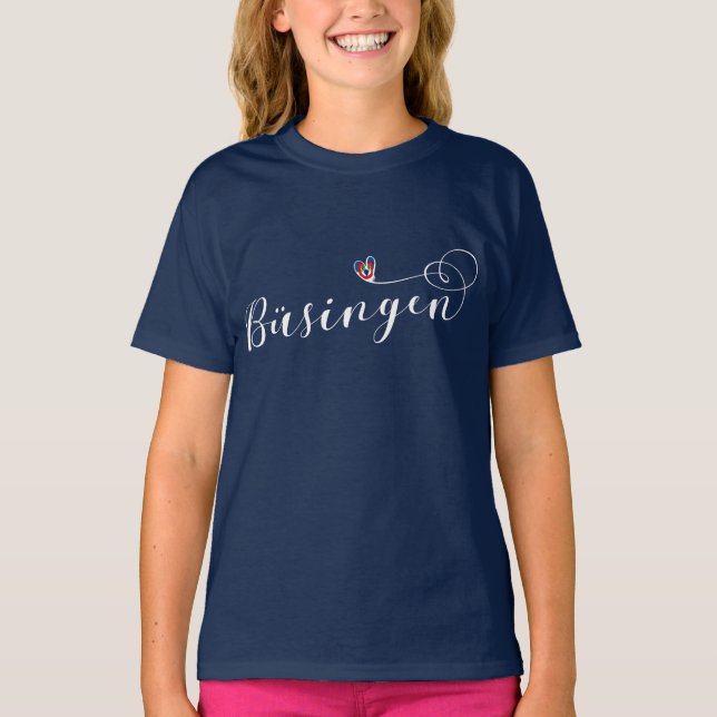 Herz der Flagge Büsingen am T - Shirt Hochrhein (Vorderseite)