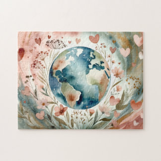 Herz der Gaia - Wasserfarben-Erde-Puzzle