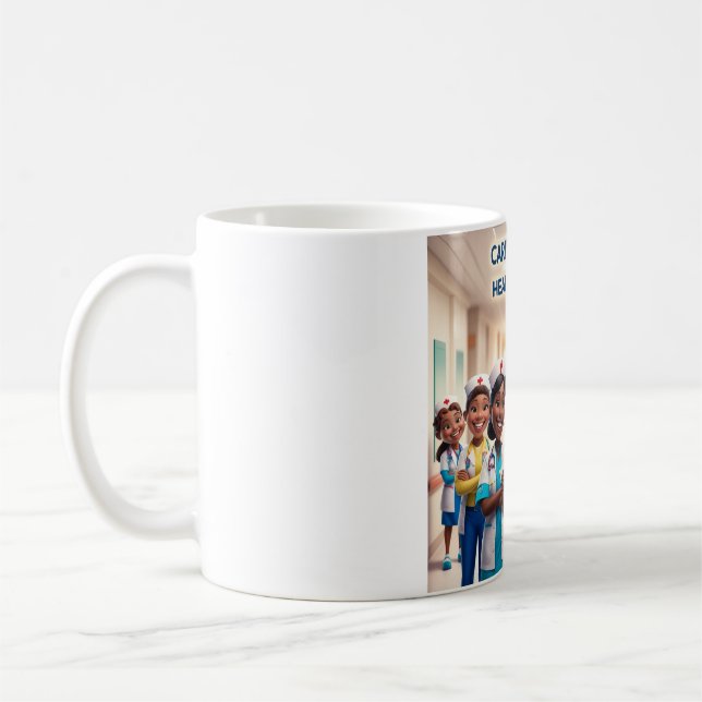 Herz der heilenden Tasse: Positivität und Liebe In Kaffeetasse (Links)