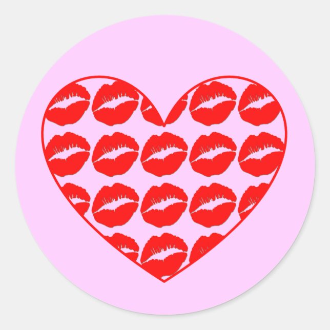 Herz der Kissy Lips Runder Aufkleber (Vorderseite)