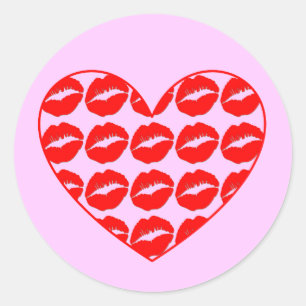 Herz der Kissy Lips Runder Aufkleber