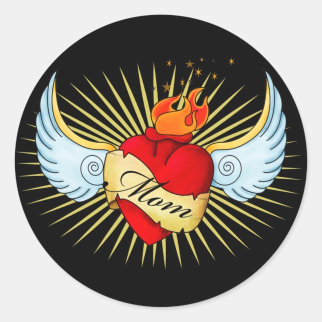 Herz der Mama Runder Aufkleber (Vorderseite)
