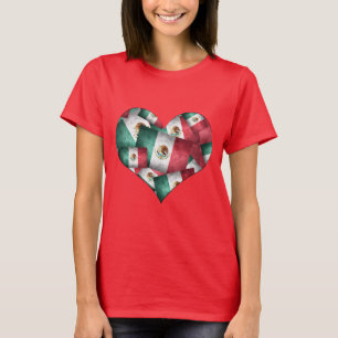 Herz der mexikanischen Flaggen T-Shirt