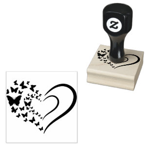 Herz der Schmetterlinge Holzkunst Briefmarke Gummistempel