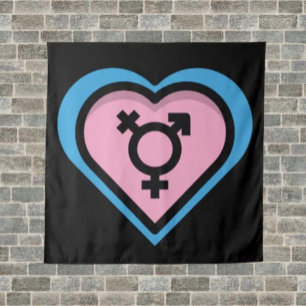 Herz der Trans Pride Tapestry Wandteppich