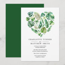 Herz der tropischen Foliage Hochzeit Einladung