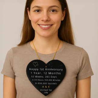 Herz des 1. Jahrestags Keramik Ornament