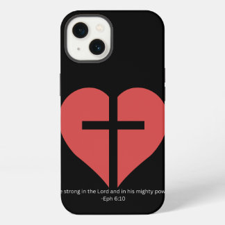 Herz-des-Glaubens-Kreuz-Handyhülle – Epheser 6:10 iPhone Hülle