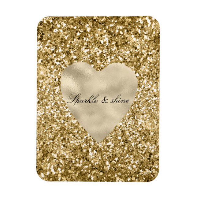 Herz des Goldenen Glitzer Personalisiert Magnet (Vertikal)