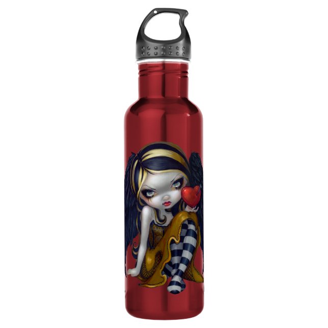 Herz des gotischen Valentinsgrußengels der Nägel Trinkflasche (Vorderseite)