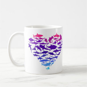 Herz des Hais Hai Lover Farbenfrohe Meereswelt Kaffeetasse