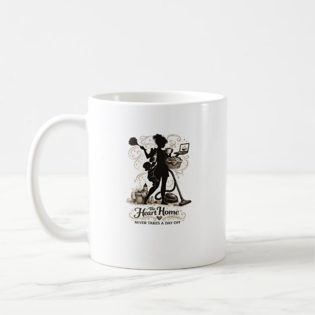 Herz-des-Hauses-Mutter-Zitat Silhouette-Design Kaffeetasse (Links)
