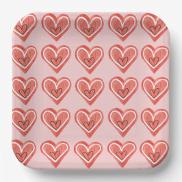 Herz des Herzens Valentins Party Pappteller