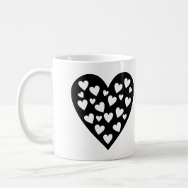 Herz des Herzens - Weiße Herzen am Schwarzen Herze Kaffeetasse