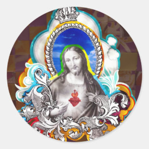 Herz des Jesus heiligt ,(Sacred Heart) Runder Aufkleber