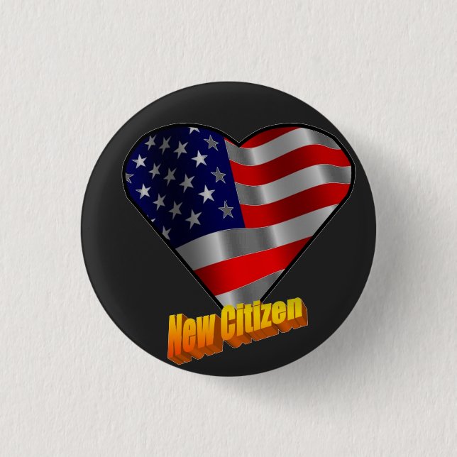 Herz des neuen Bürger-Knopfes Amerikas Button (Vorderseite)