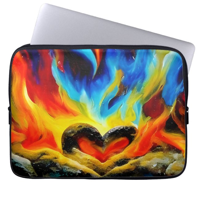 Herz des Steins in Flammen II Laptopschutzhülle (Vorderseite)