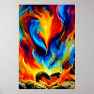 Herz des Steins in Flammen II Poster