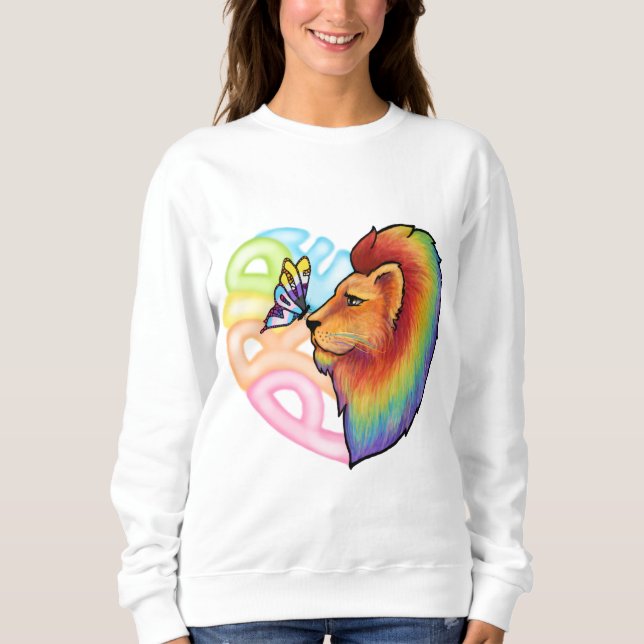Herz des Stolzes: Löwen- und Schmetterlingsfeier Sweatshirt (Vorderseite)