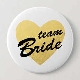 Herz des Team-Braut-Abzeichens | Gold Button