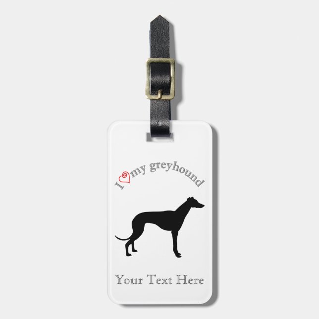 Herz des Windhunds I mein Windhund personalisiert Gepäckanhänger (Vorderseite vertikal)