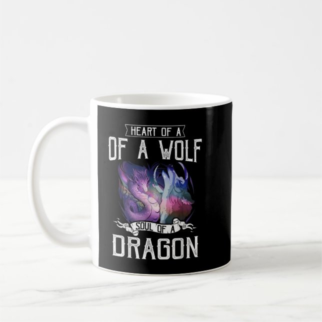 Herz des Wolfs Soul eines Drachen - Wolf Krieger T Kaffeetasse (Links)