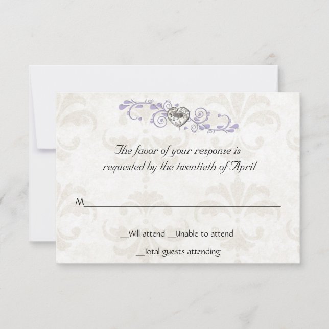 Herz Diamond RSVP Karte (Vorderseite)