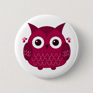 Herz die rosa Eule Button