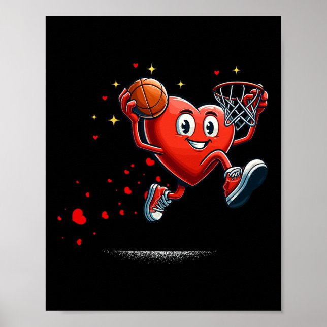 Herz-Dunking Valentinstag Basketball Kinder  Poster (Vorne)
