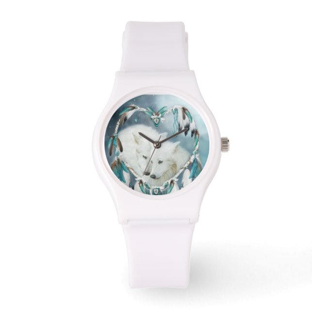Herz einer Wolf Wearable Art Watch Armbanduhr (Vorderseite)