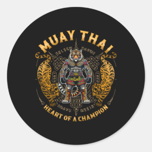 Herz eines Champions - Kickboxen und Muay Thai Tig Runder Aufkleber