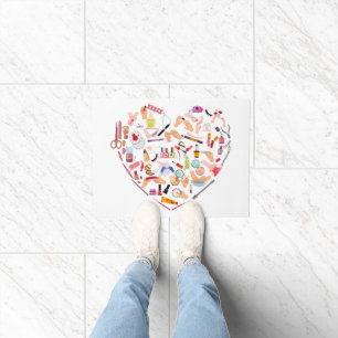 Herz eines Manikürs für Nageltechniker Fußmatte