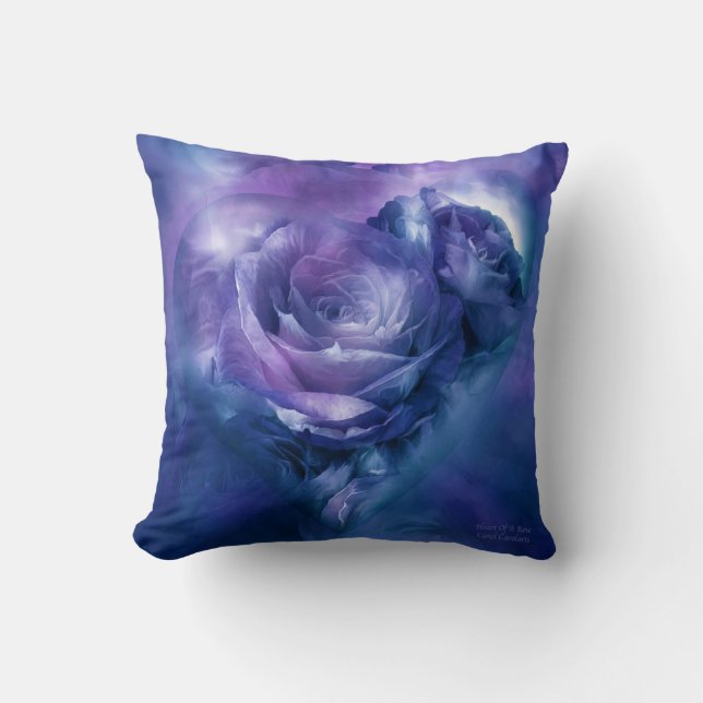 Herz eines Rosen-Lavendel-blauen Kissen (Vorderseite)