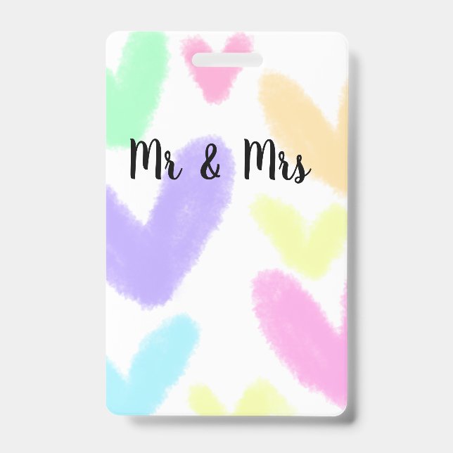 Herz einfache minimale Text Stil Hochzeit Mr & mrs Ausweis (Vorderseite)