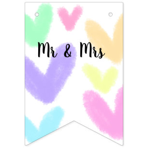Herz einfache minimale Text Stil Hochzeit Mr & mrs Wimpelkette