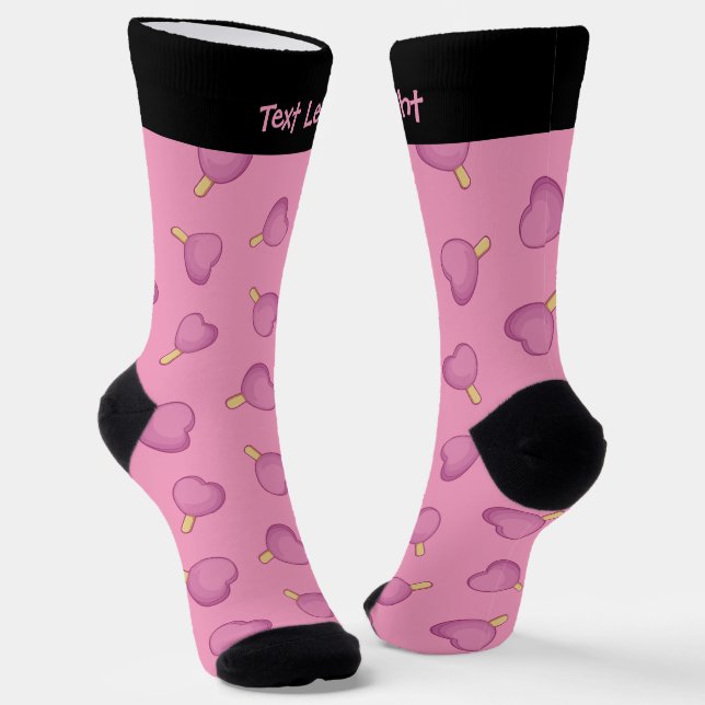 Herz-Eiscreme-Stick-Muster Socken (Gewinkelt)
