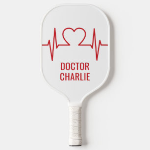 Herz EKG individuelle Name & Farbe Pickleball Schläger