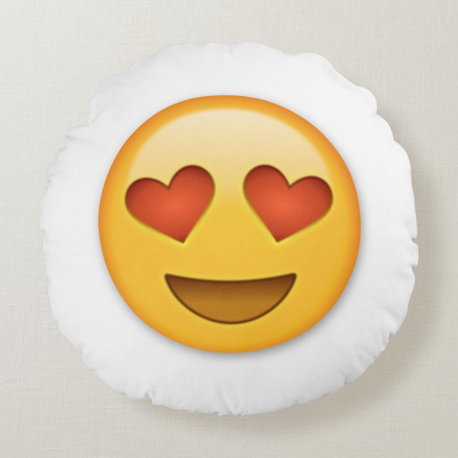 Herz Emoji Rundes Kissen (Vorderseite)