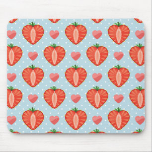 Herz Erdbeeren mit Punkten und Herzen Mousepad